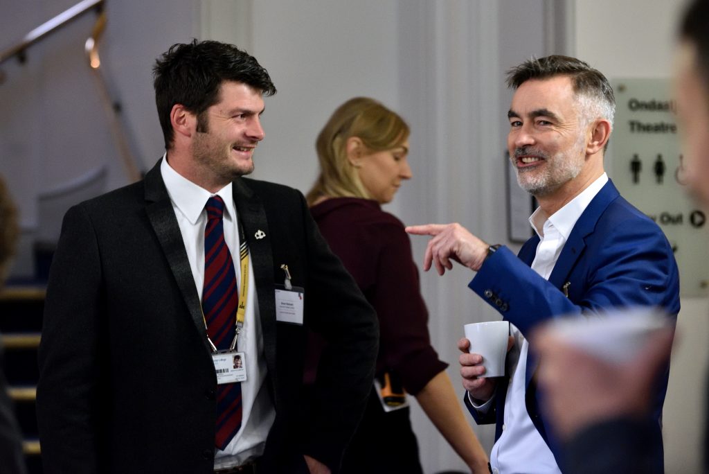 Dave Henson, CBIS PhD student, networking during one of the tea and coffee breaks.