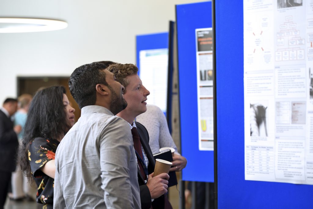 Delegates discuss the research posters on show.